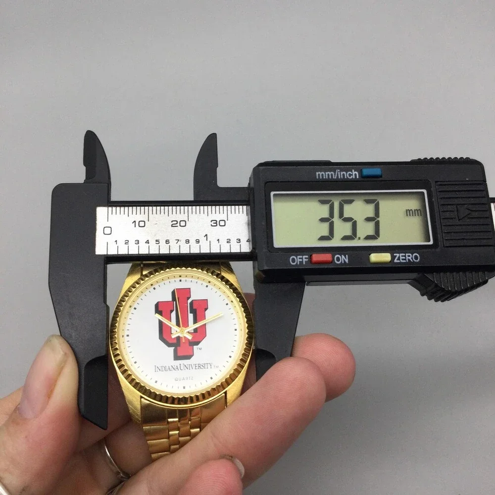 Indiana University Mens Watch 35mm White Logo Dial Gold Tone New Battery 8